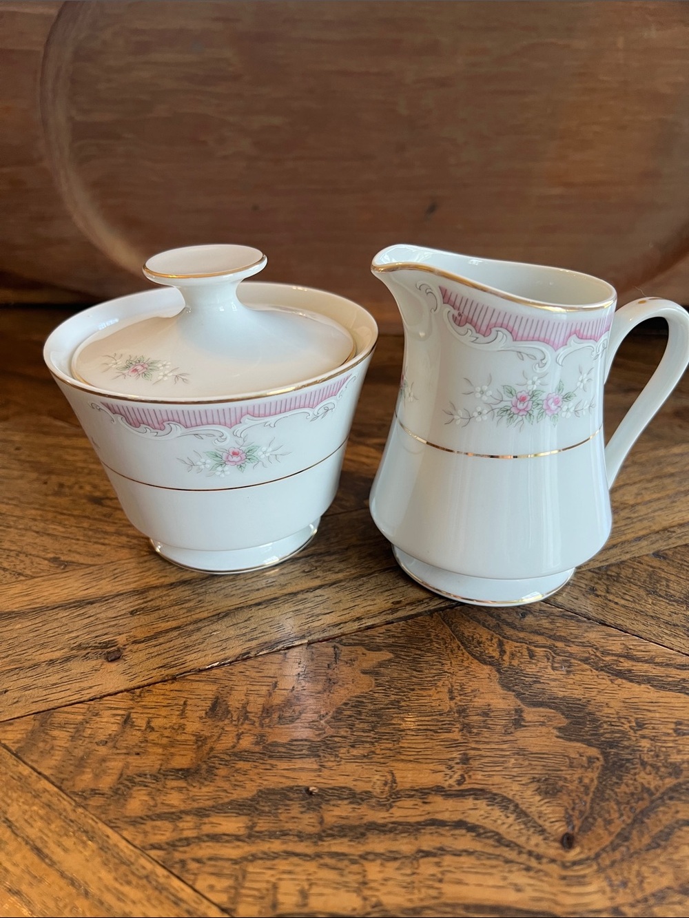 Vintage Premiere Heirloom Sugar and Creamer Set, Rose Porcelain, Made in Japan
